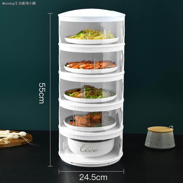 Lồng Đựng Thức Ăn Nắp Xoay 5 Tầng