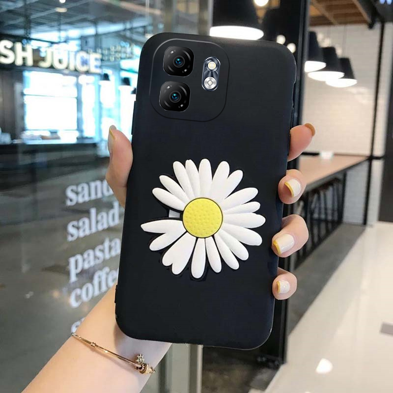 For infinix Hot 50i 40i 40 Pro Case Fashionable cartoon chrysanthemum Stand dustproof smooth For infinix Hot 40i 40 Pro Hot 50i Back cover.