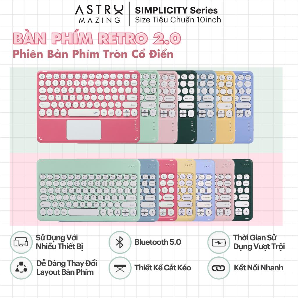 Bàn phím retro AstroMazing bluetooth không dây mini cho máy tính bảng, i_Pad, Laptop