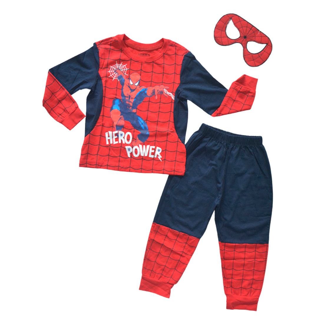 [HCM]Bộ quần áo dài tay siêu nhân nhện thun 100% cotton cho bé 9 - 25KG