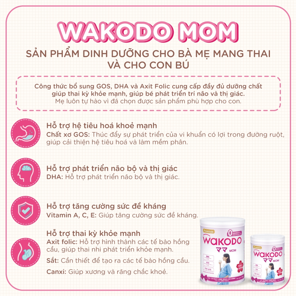 Sữa Bà Bầu - Wakodo Mom 830g ( tặng kèm gấu bông trị giá 50k )