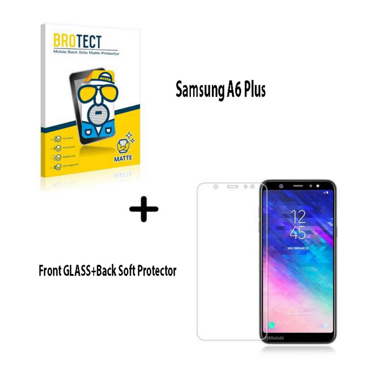 Samsung Galaxy A6 Plus Tempered Glass Screen Protector Polish Glass + Back Matte Protector Soft Skin Sheet Soft Film Protection For Samsung Galaxy A6 Plus