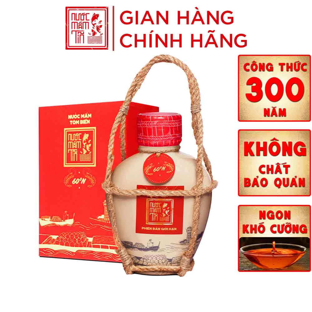 Bình gốm nước mắm tĩn tôm biển truyền thống công thức 300 năm thơm ngon hảo hạng bình gốm 500ml