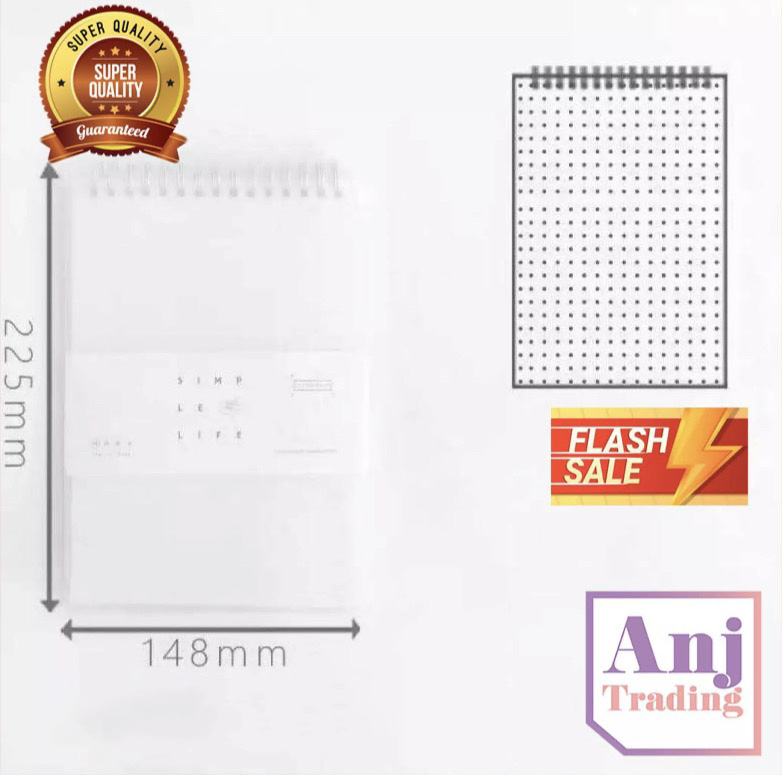 Steno Bullet Journal Transparent Notebook A5 Size Lined Dotted Grid