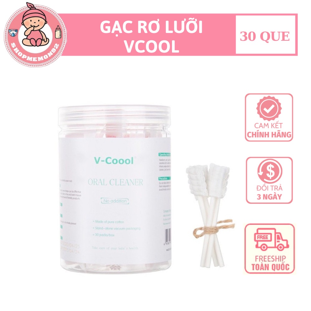 Que tưa lưỡi, rơ lưỡi V-coool, hộp 30 que