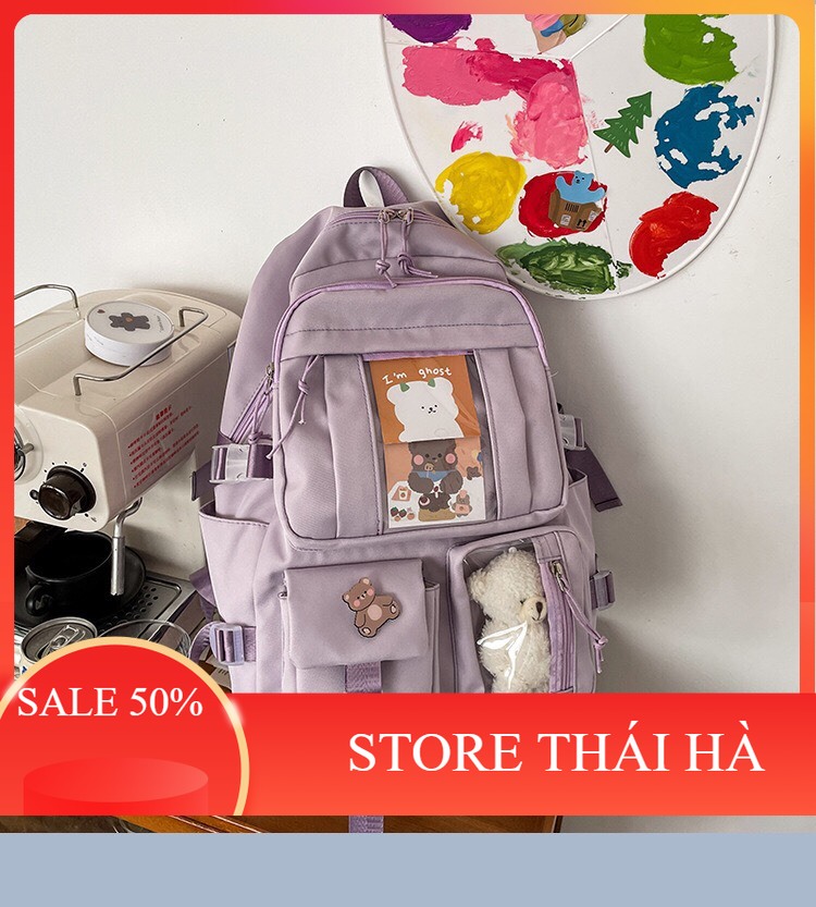 Balo vải Ulzzang, balo trong suốt đi học, đi chơi, du lịch thời trang cho nữ B089