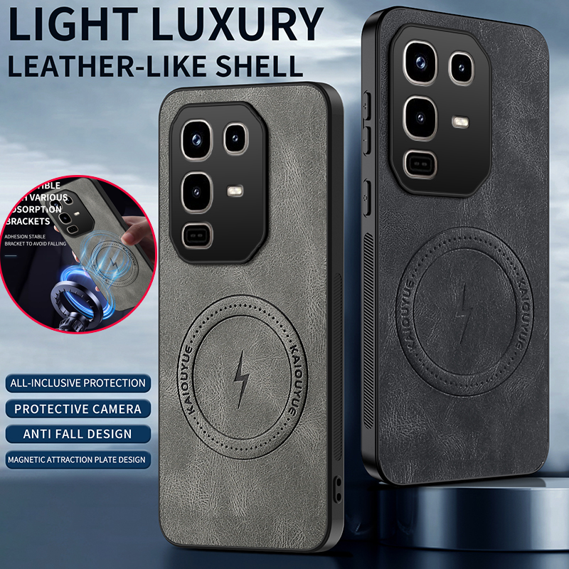 lthmy for Infinix Note 50 Pro Supports Magnetic Wireless Charging Casing Retro Leather Phone Case Protection Shockproof Soft Bumper Cases Back Cover.
