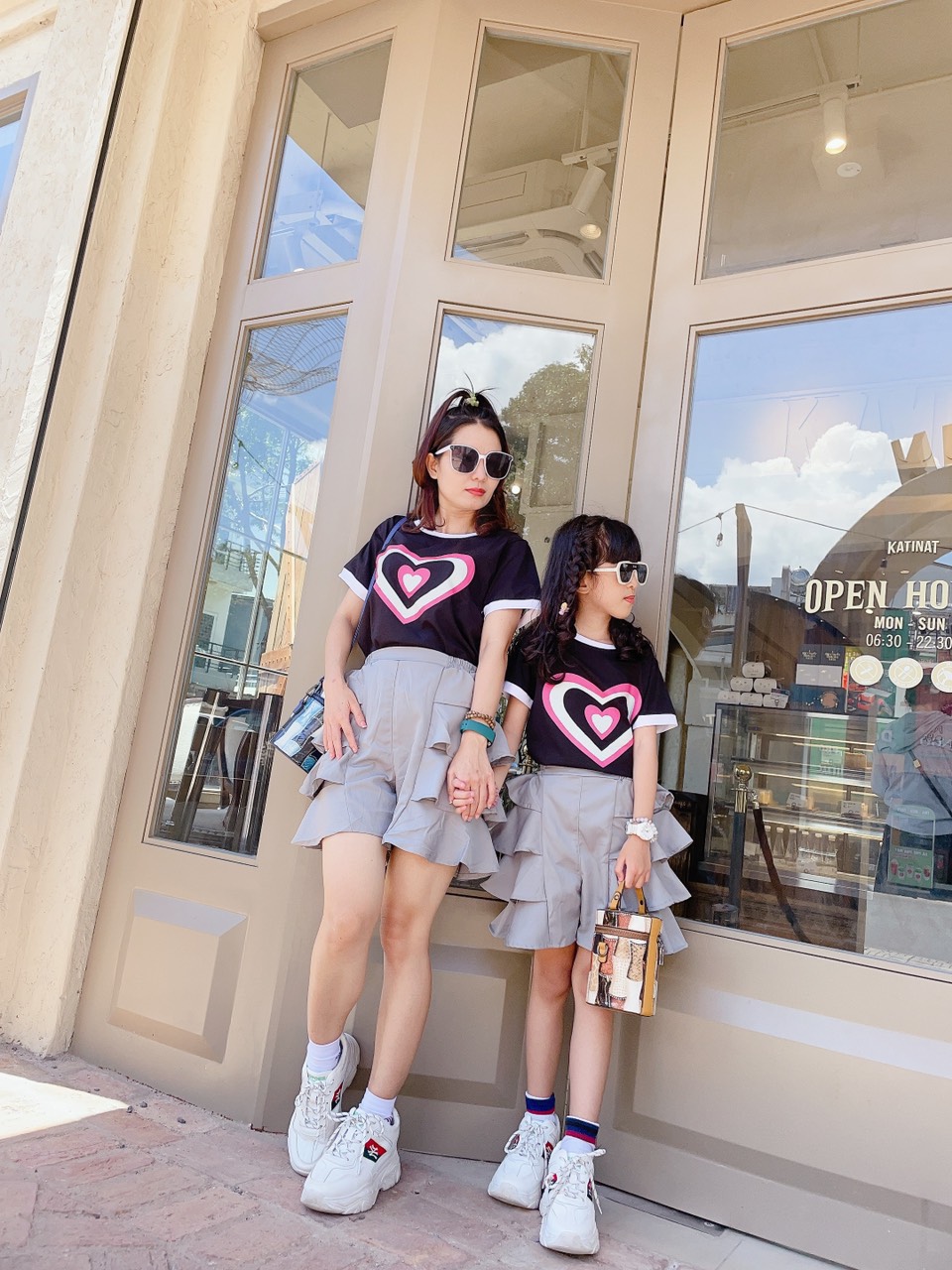 Set đồ đôi mẹ và bé gái đen qv01