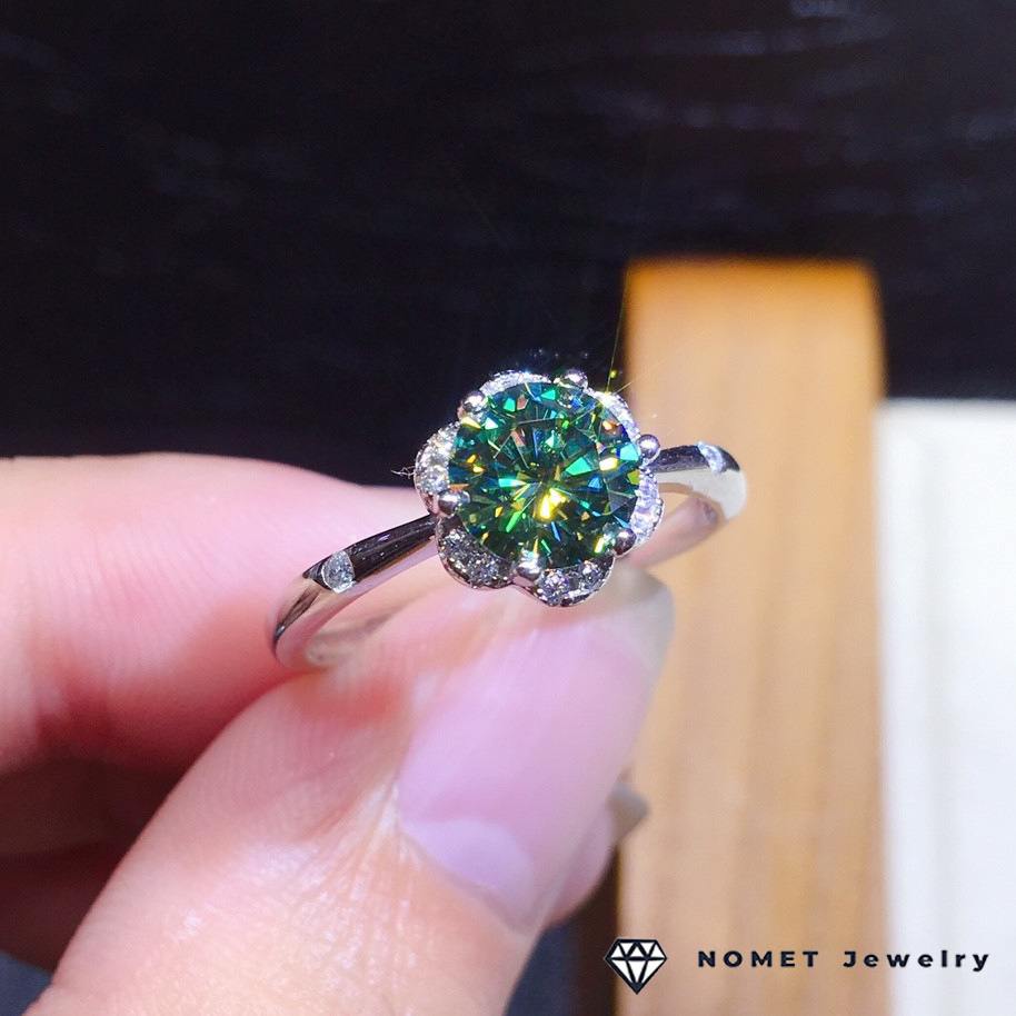 Fashion Blue Green Luxury 2 carats Gemstone Adjustable Ring For Women PT950 Jewelry Wedding Christmas Gift