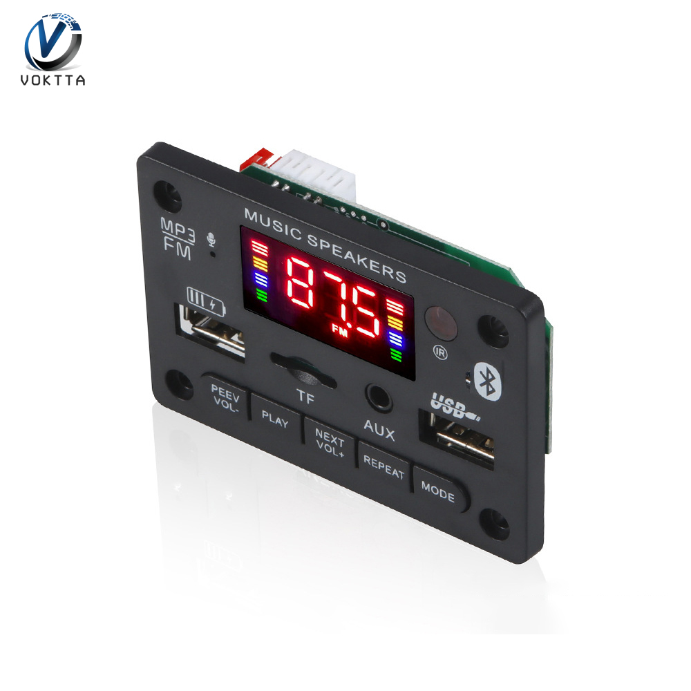 VOKTTA DC 6V 12V Bluetooth 5.0 Audio Decoder Board Audio Module USB AUX SD FM Radio Lossless Decoder Board Module