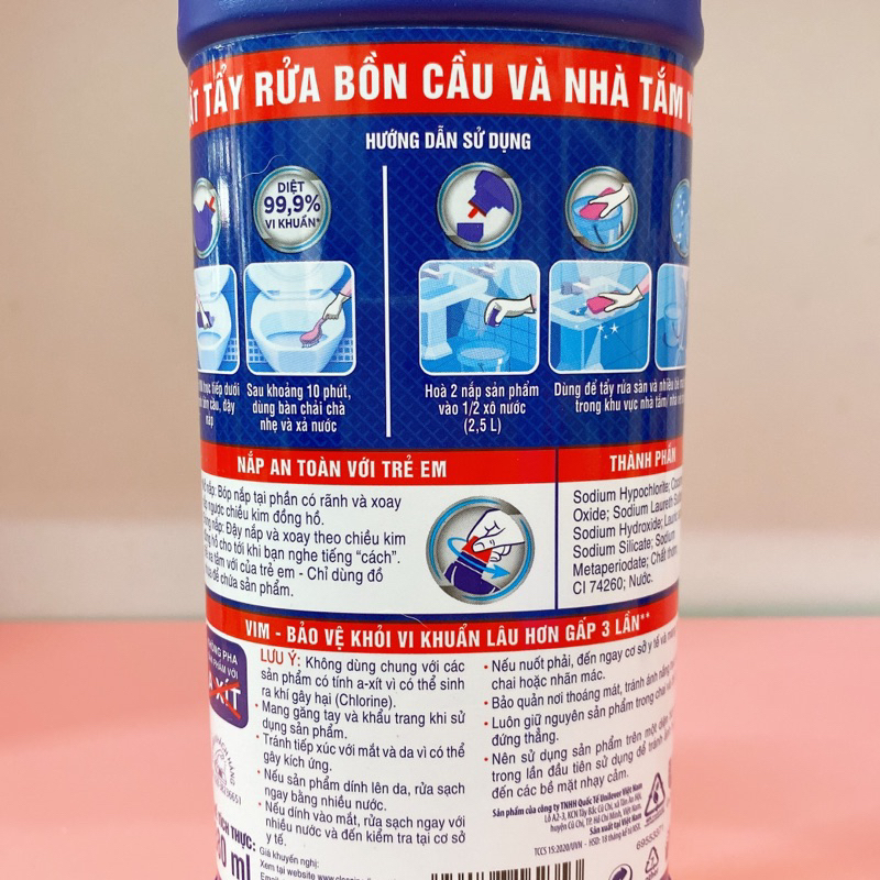 Nước Tẩy Bồn Cầu Vim Diệt Khuẩn (900ml)