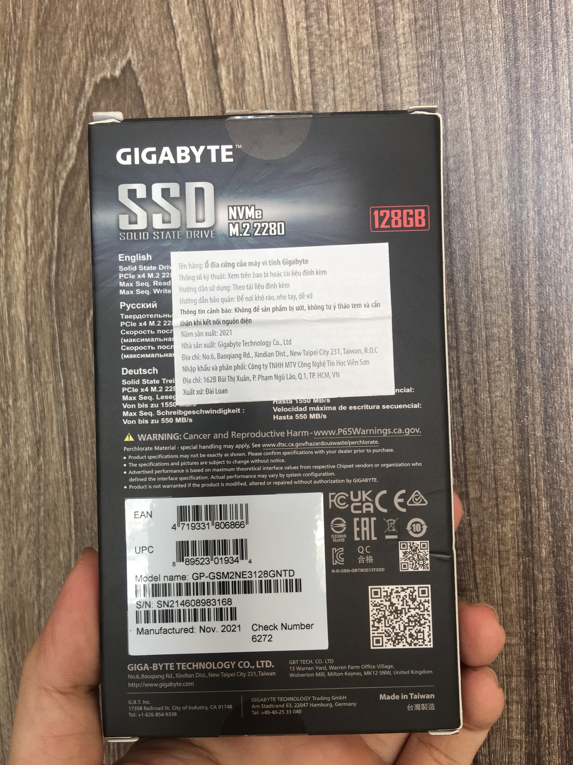 Ổ cứng SSD Gigabyte 128GB M.2 2280 NVMe