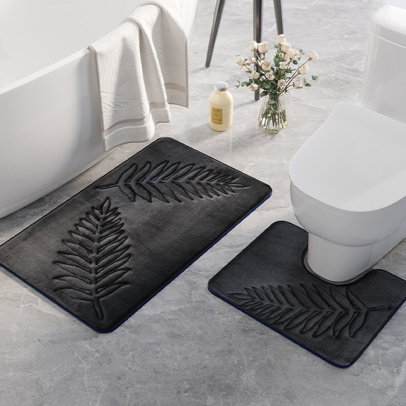 【Clearance】 2pc Memory Cotton Toilet Floor U shape Mat Bathroom Absorbent Non-slip Rugs Washing Room Mats Kitchen Entry Carpet Door Mats Size: 40*50+40*60cm.