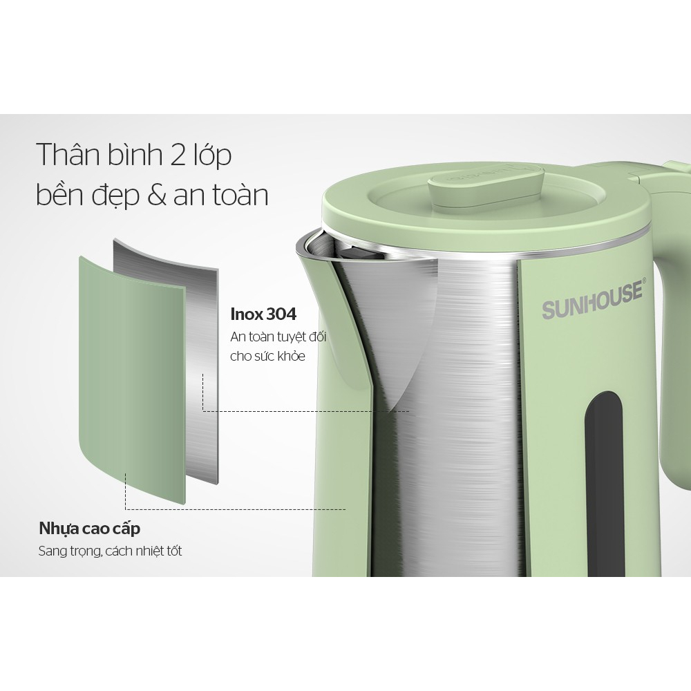 ẤM SIÊU TỐC INOX 2 LỚP 1.8L SUNHOUSE SHD1353