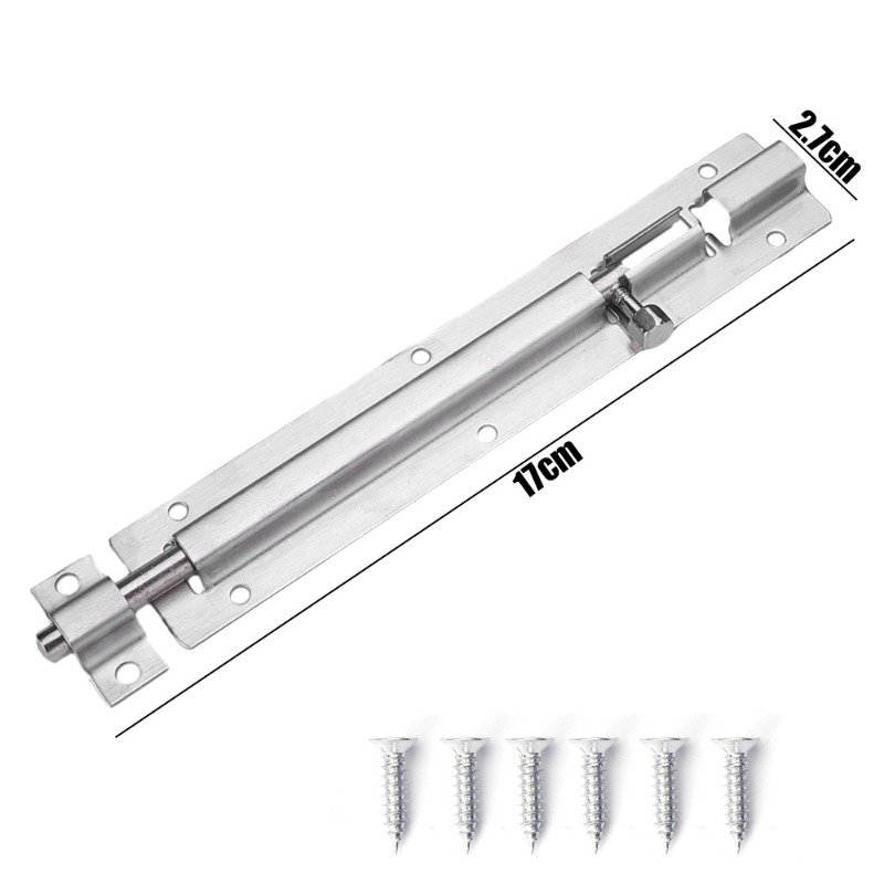 1.5-6 Inch Long Silver Stainless Steel Door Latch Solid Sliding Lock Bolt Latch Hasp Staple Window Cabinet Gate Safety Lock Door Bolts