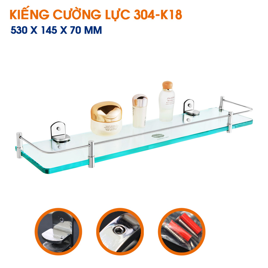 Kệ kiếng cường lực (inox 304) TOVASHU 304-K18