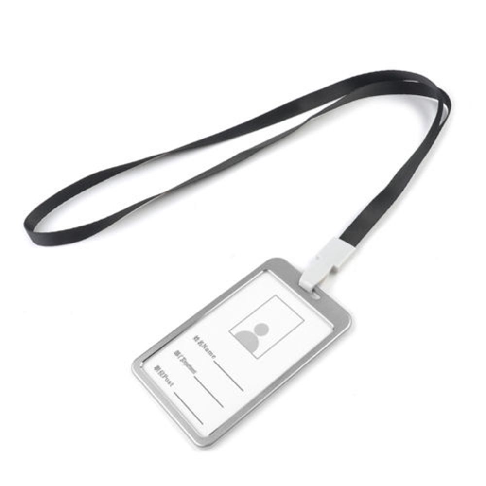 CHEDAR Employee Aluminium Name Cover Metal Case Certificate Business Identity ID Card Holder with Lanyard Work Badge Pass Tag