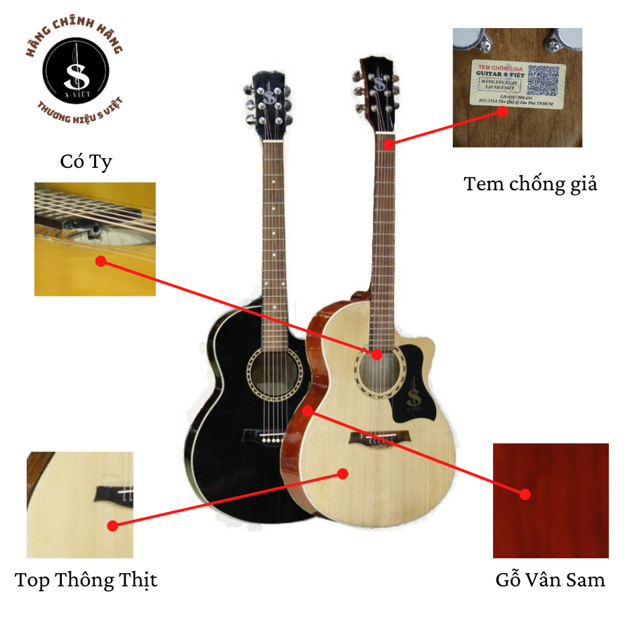 Đàn guitar cho người mới tập, Top 7 mẫu đàn guitar gỗ thịt có ty chính hãng S Việt mã ES