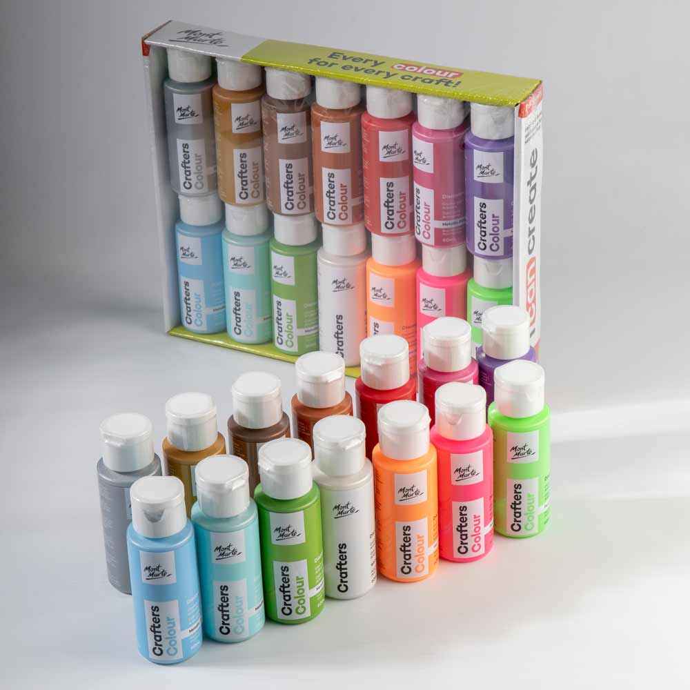 Mont Marte CRAFTERS COLOR METALLIC & FLURO 14PC*60ML.