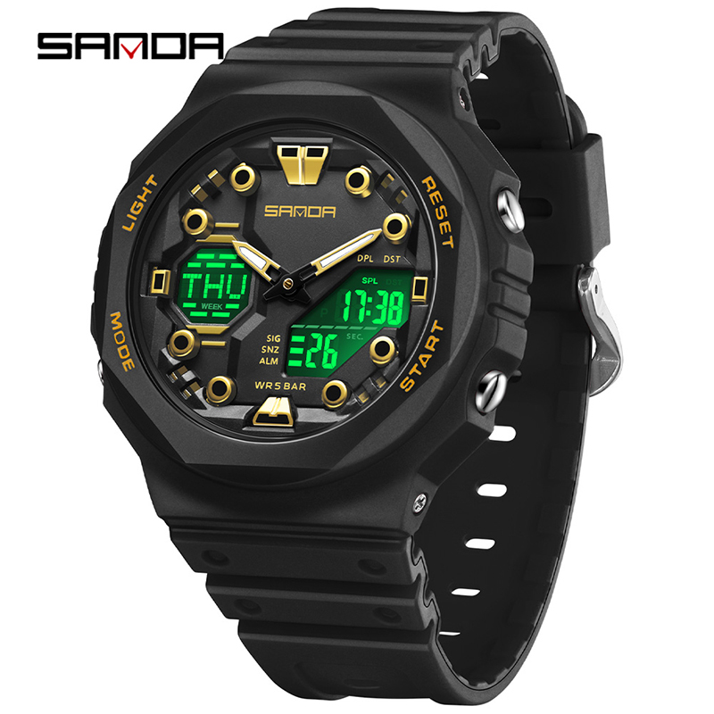 Sanda Large Dial Multifunctional Trendy Urban Outdoor Waterproof Sports Men's Watch SD6200-2.