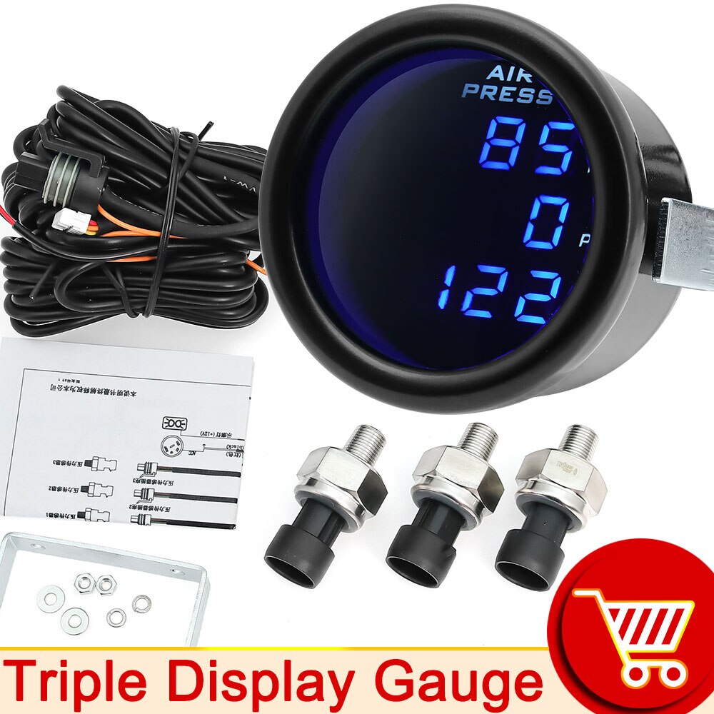 HD 52MM Air Pressure Guage LED Digital Air Suspension Gauge With 1/8NPT ...