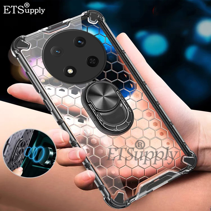 Phone%20case%20Honor%20X9C%20Clear%20Honeycomb%20Design%20Rugged%20Silicone%20Armor%20Shockproof%20Kickstand%20Holder%20Back%20cover%20Honor%20X9C%205G%20-%20Image%202