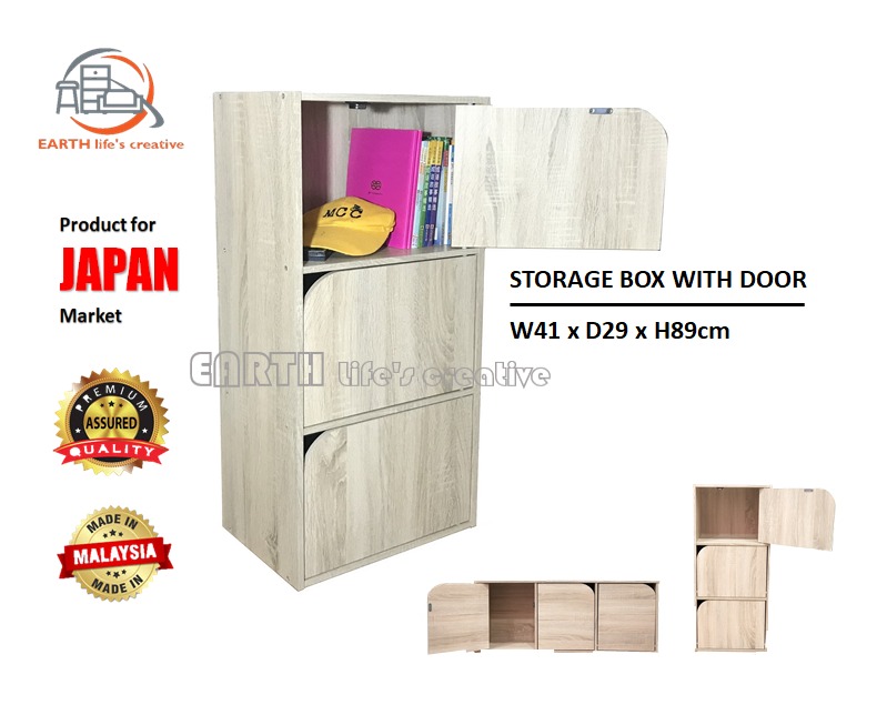 EARTH 3 Shelf Storage Box With 3 Doors/3 Shelf Color Box with Door/3