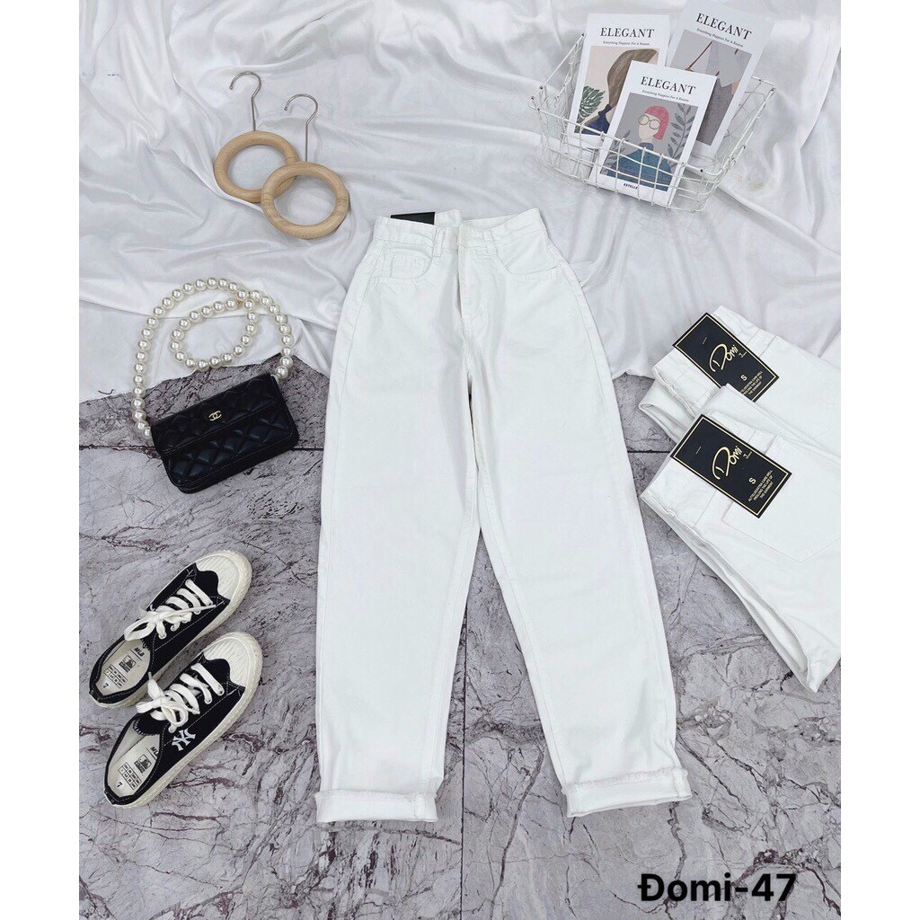 [HCM] Quần baggy kaki nữ màu trắng trơn basic