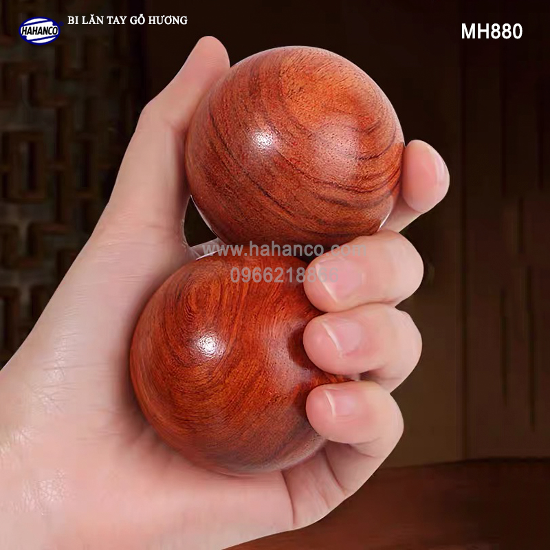 COMBO 2 quả bi lăn tay Mát xa Gỗ hương đỏ 5cm giúp chống mỏi toàn diện [MH880-5] - HAHANCO