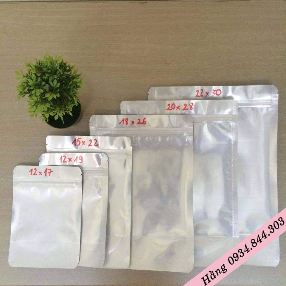 1kg túi zip 1 mặt trong 1 mặt bạc