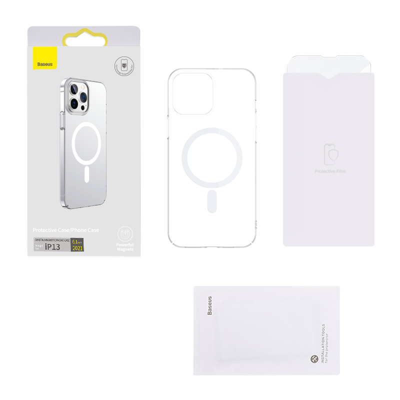Baseus Ốp Nam Châm Cho iPhone 13 Pro Max 13 Pro 13 Tương Thích Với MagSafe Ốp Lưng Nam Châm Trong Suốt Góc Giảm Sốc Hỗ Trợ Sạc Không Dây