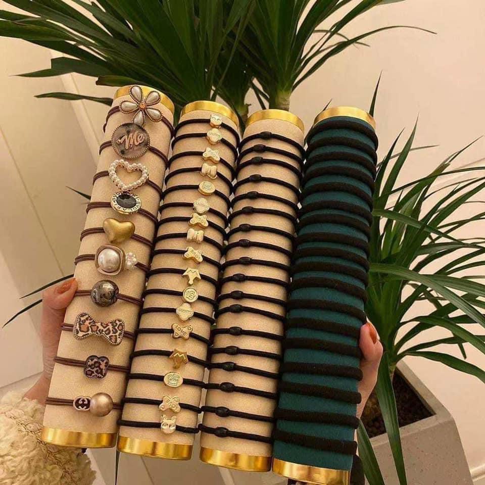 Set 60 Thun buộc tóc cho bạn nữ dự tiệc đi chơi thun cột tóc giáng sinh chơi tết
