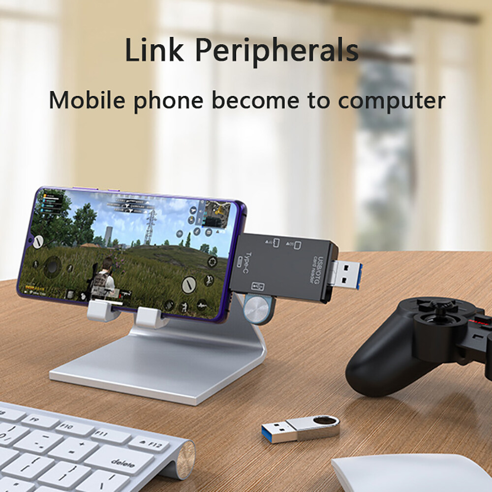 JTKE SD Card Reader USB C 6 In 1 USB 2.0 TF Micro SD Smart Memory Card Reader Type C OTG Flash Drive Card Reader Adapter