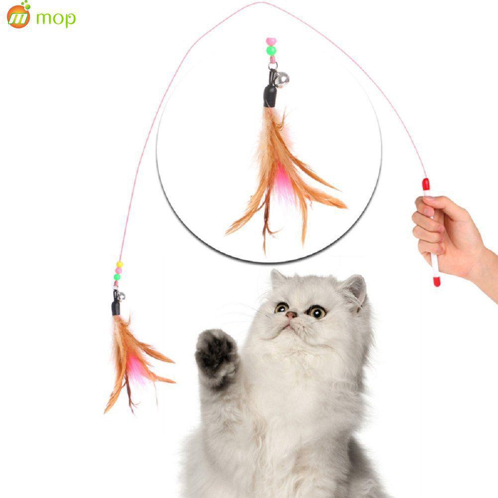 Cần câu dây sắt cho mèo hình cá và lông gà