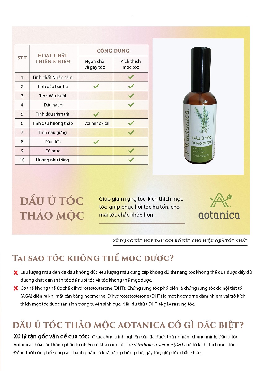 Combo Dầu gội và Dầu ủ tóc Aotanica