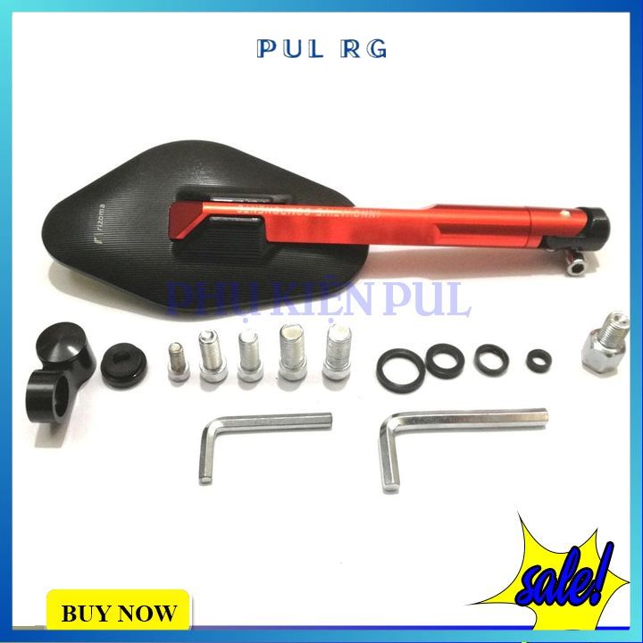 Kính chiếu hậu xe máy elisse 1 cái trái màu cán cam + kèm chế xoay 360 độ