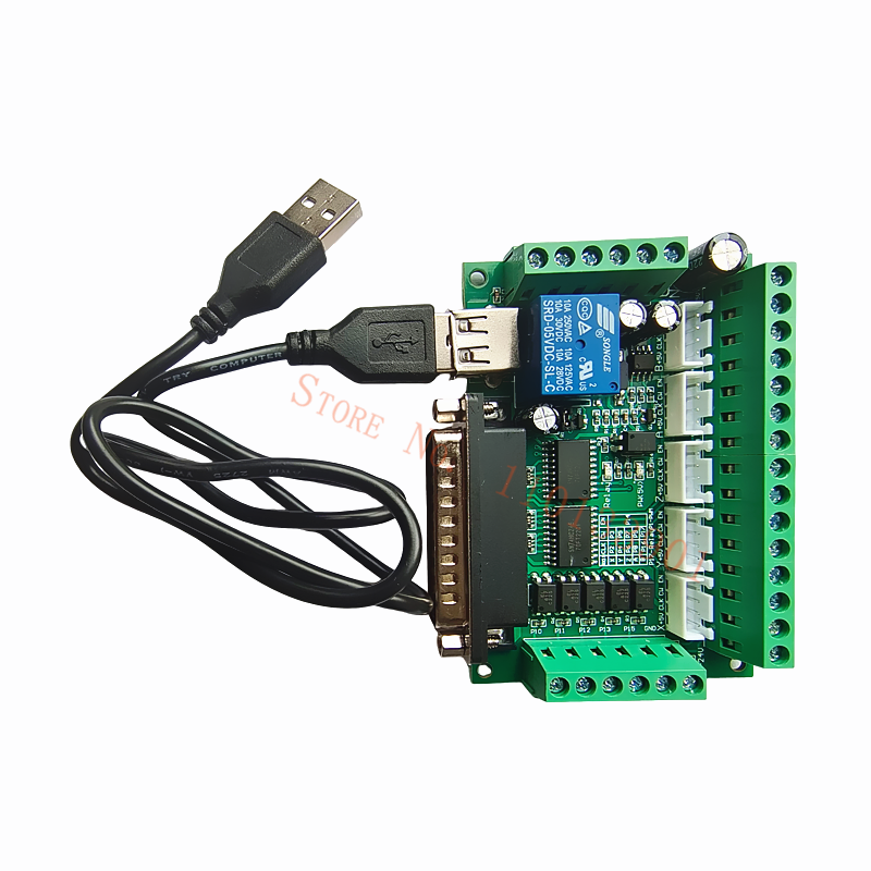 【Limited Stock Available】 1pc 5 Axis Cnc Breakout Board Interface With Usb Cable For Stepper Motor Driver Mach3 Cnc Board Parallel Port Control