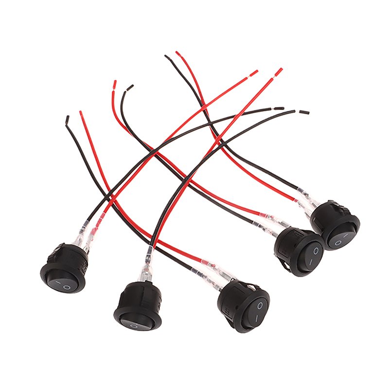 5Pcs Round Rocker Switch ON Off SPST Mini Toggle Switch 12V For Car Automotive RV 2 Pin Switch Mini Rocker Switch With Wire. 