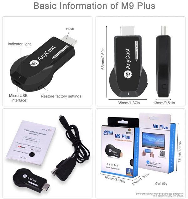 (Mới) hdmi không dây anycast m9 plus