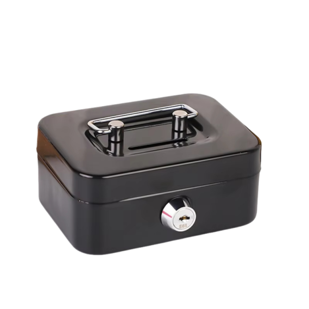 Creative Mini Lockable Cash Box with Key Metal Money Safe Case Sturdy Construction Portable Lock Box For Kids. 