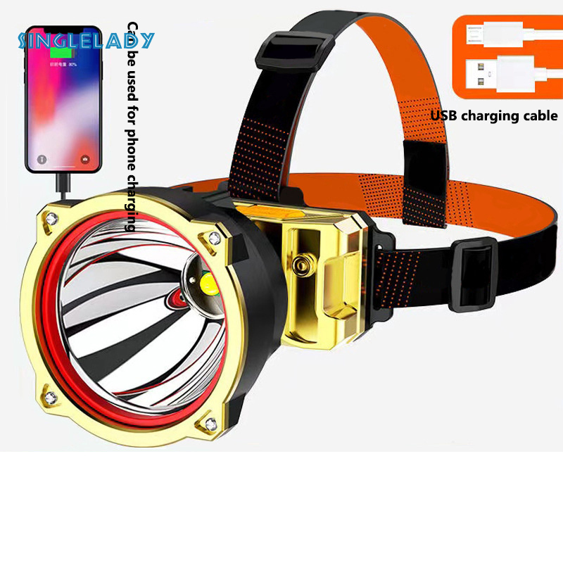 LED headlamp Strong light super bright head-mounted outdoor night fishing light multi-function rechargeable miner's lamp flashlight