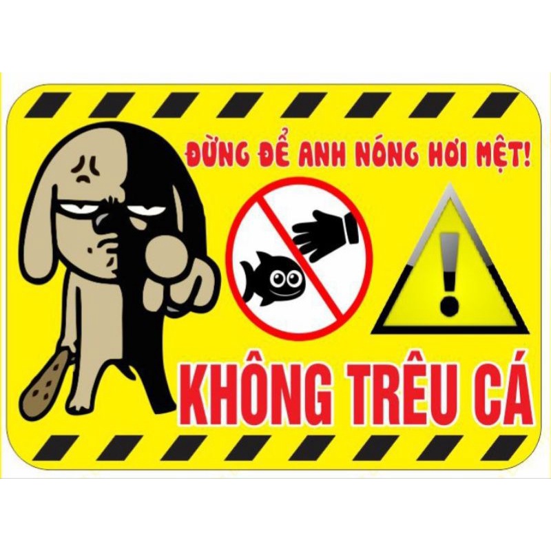 Logo dán cảnh báo hồ cá vui nhộn có keo sẵn - trang trí hồ bể cá cảnh