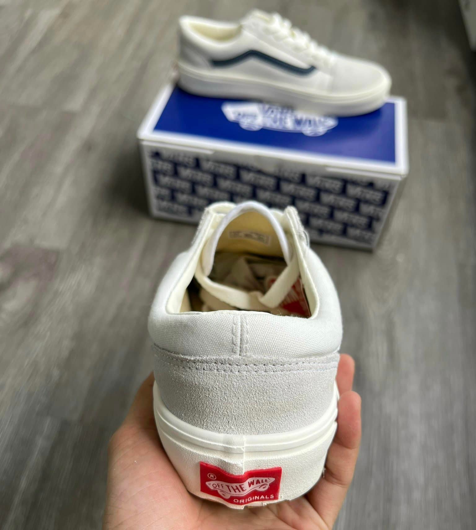 ( Full box) giày Vans style old skool trắng vạch đỏ,trắng vạch đen dễ phối đồ