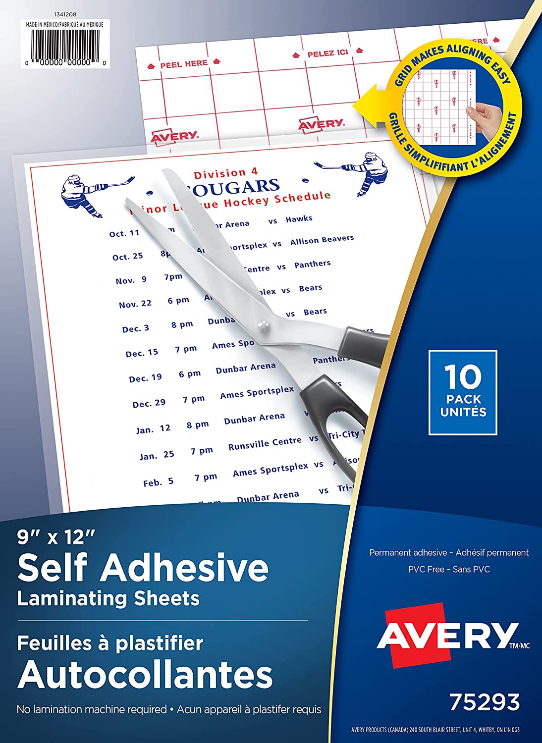 AVERY Self-Adhesive Laminating Sheets 9x 12 10 Pack 73603 PVC Free  Permanent