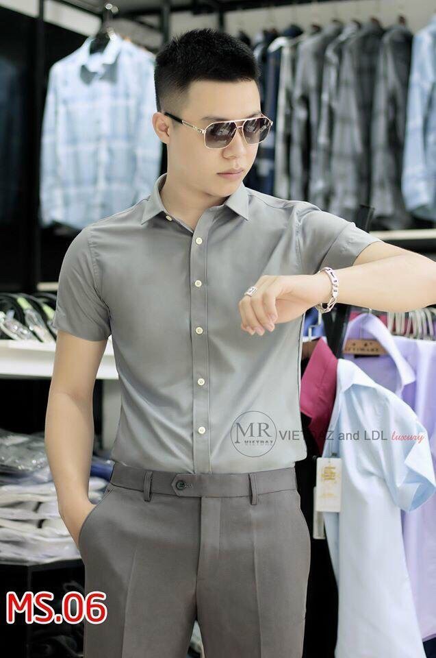 Áo sơ mi nam trơn cổ bẻ Cộc Tay Chất Đẹp