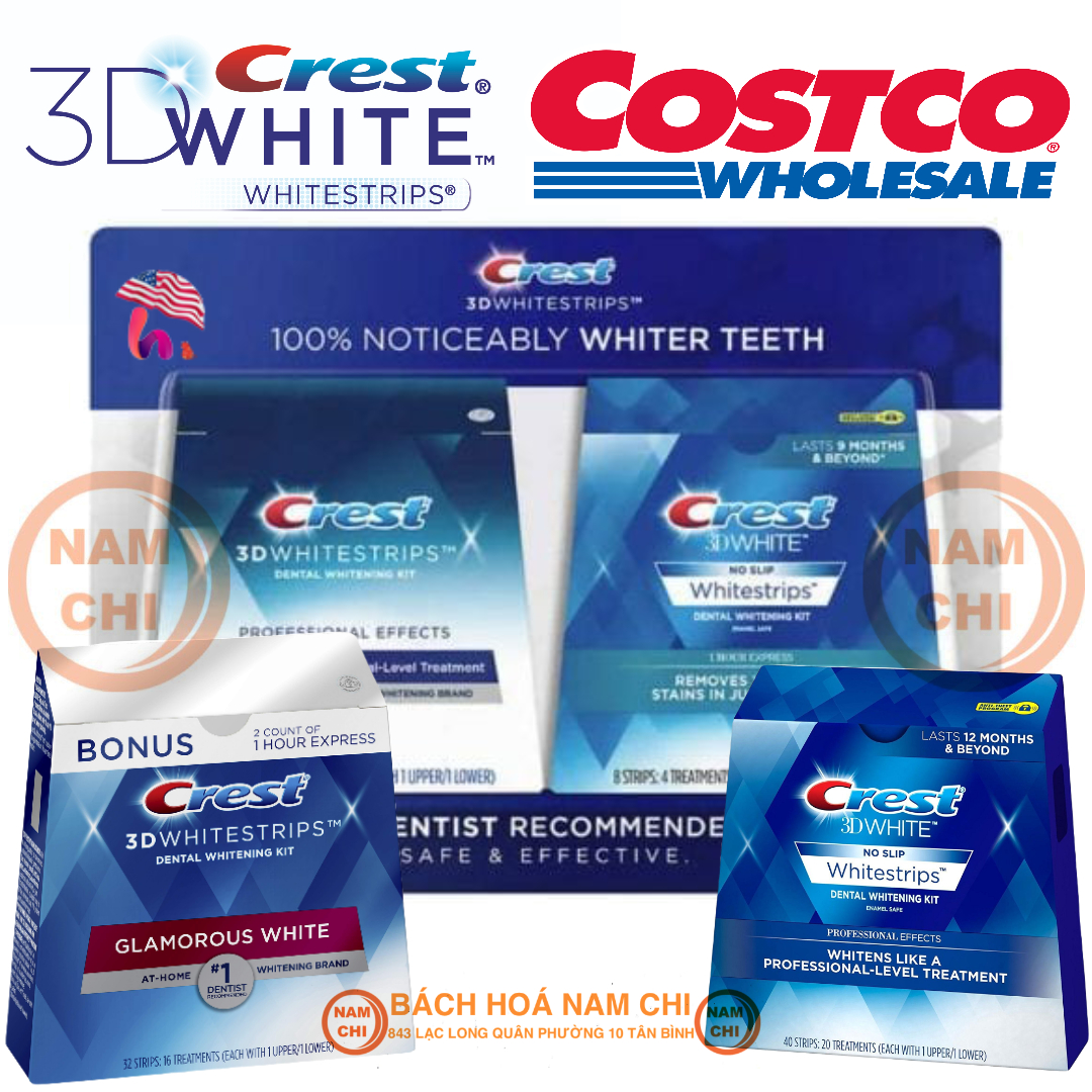 [SET 2] Bộ Miếng Dán Trắng Răng Crest 3D WhiteTrips COSTCO - USA