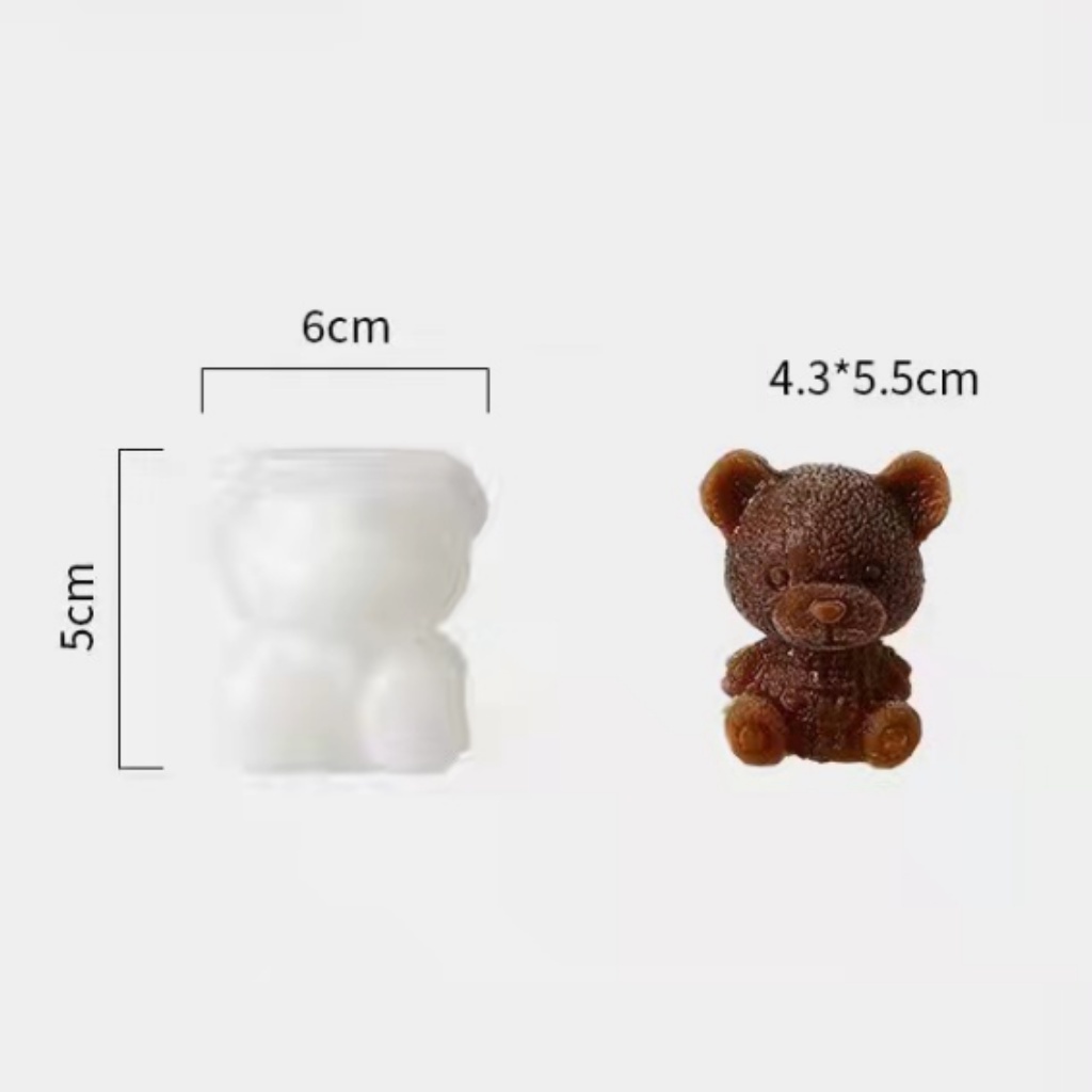 Khuôn làm đá silicon hình gấu teddy xinh xắn, khay đá gấu cute trang trí đồ uống, làm thạch