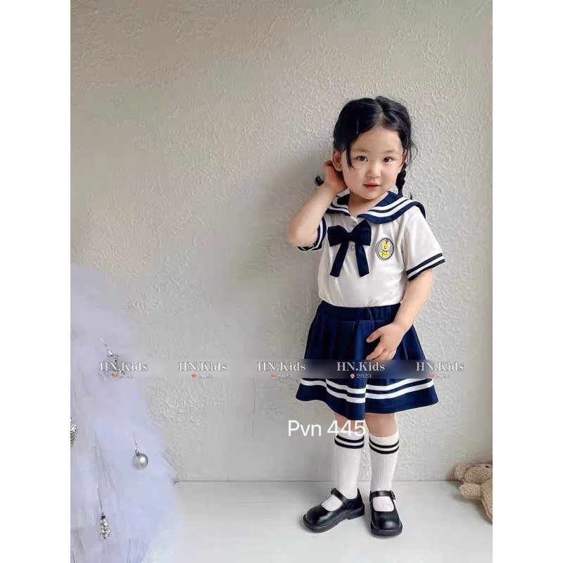 [SET BÉ GÁI] Bộ học sinh thuỷ thủ phối nơ xinh xắn cho bé gái (10-28kg)