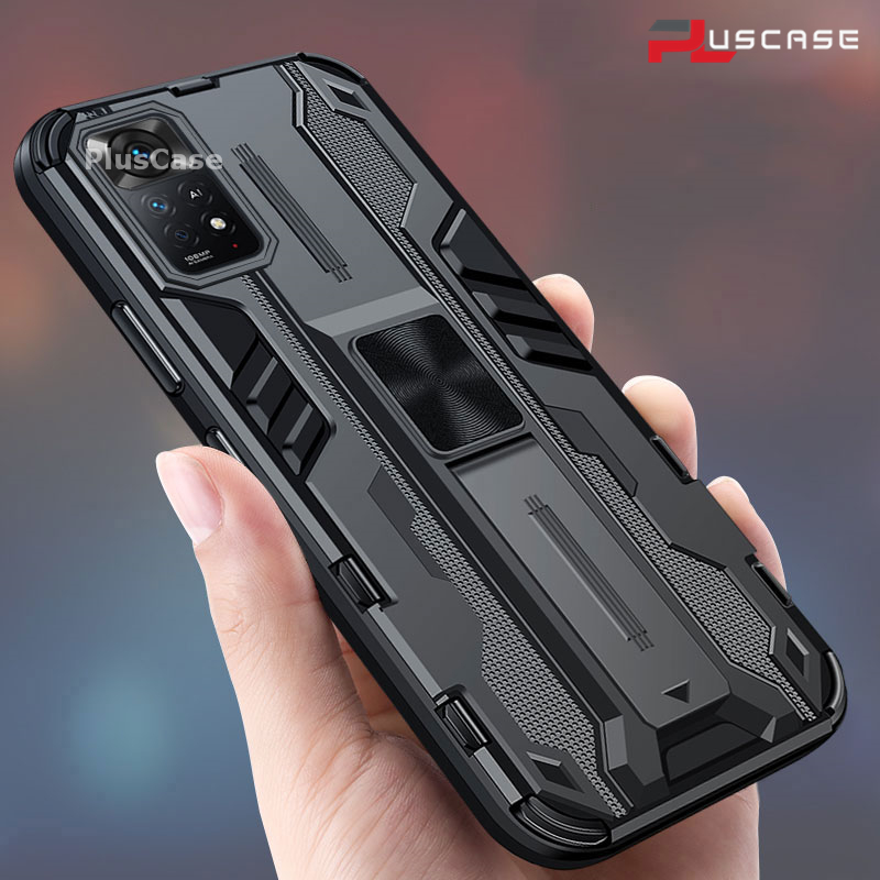PlusCase for Xiaomi Redmi Note 11 Pro 5G 4G Case Shockproof Kickstand Armor  Camera Lens Protector Hard Back Cover