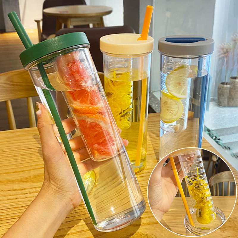 Curated visual reference: Plastic Water Bottle Portable With Straws Fruit Infuser Tea Juice Photo Inspiration